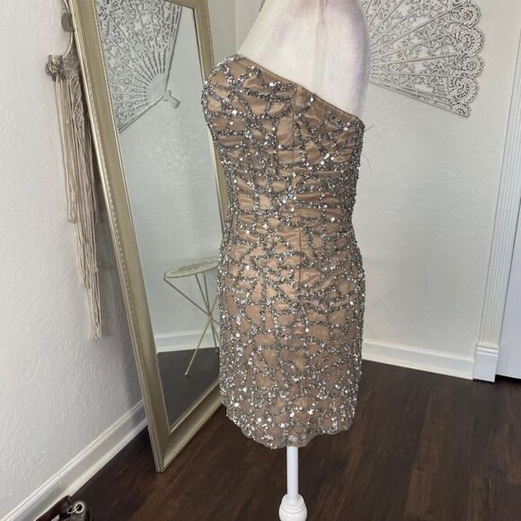 Scala Vintage Fairy Silver Gray Silk Sequin Mini Dress Size 0 XXS XS - Picture 4 of 8